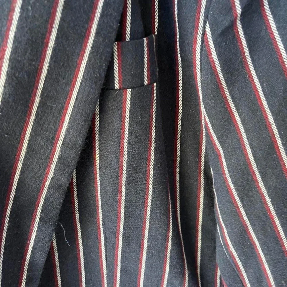 Men's Navy Blue Pinstripe Single Button Casual Blazer